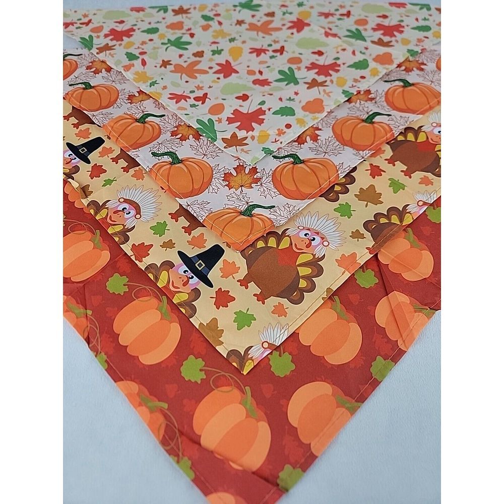 Fall Dog Bandana Flexible Decorative Smooth Scarf Bib Leaves Pumpkin Turkey‎